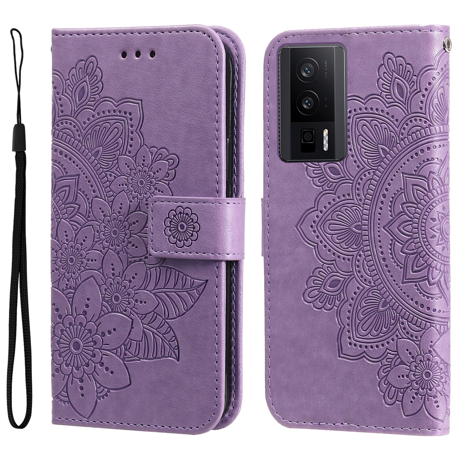 For Xiaomi Poco F5 Pro 5G / Redmi K60 Pro 5G / K60 5G Imprinted Flower Leather Case Stand Wallet Shockproof Phone Cover