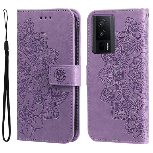 For Xiaomi Poco F5 Pro 5G / Redmi K60 Pro 5G / K60 5G Imprinted Flower Leather Case Stand Wallet Shockproof Phone Cover