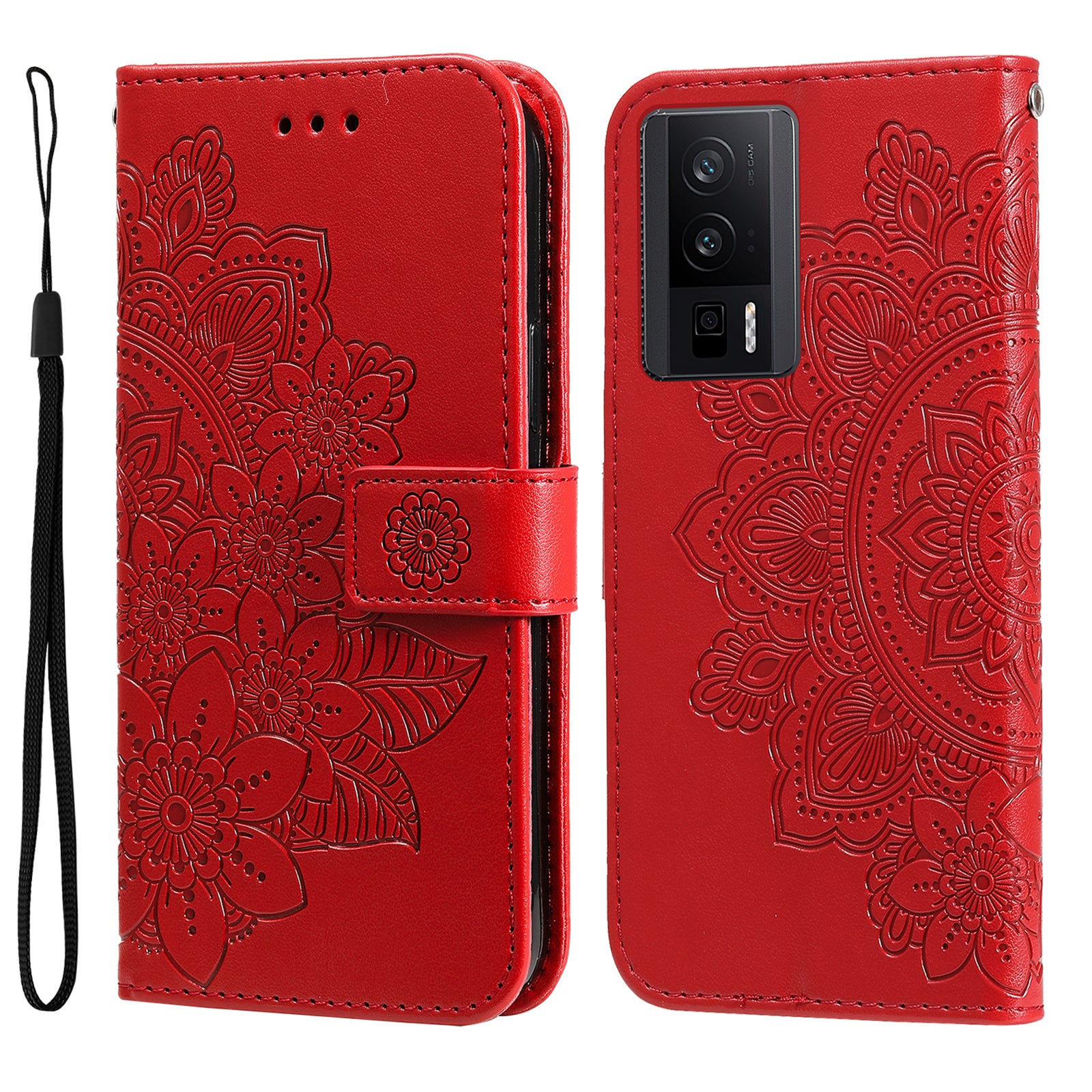 For Xiaomi Poco F5 Pro 5G / Redmi K60 Pro 5G / K60 5G Imprinted Flower Leather Case Stand Wallet Shockproof Phone Cover