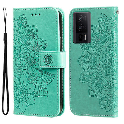 For Xiaomi Poco F5 Pro 5G / Redmi K60 Pro 5G / K60 5G Imprinted Flower Leather Case Stand Wallet Shockproof Phone Cover