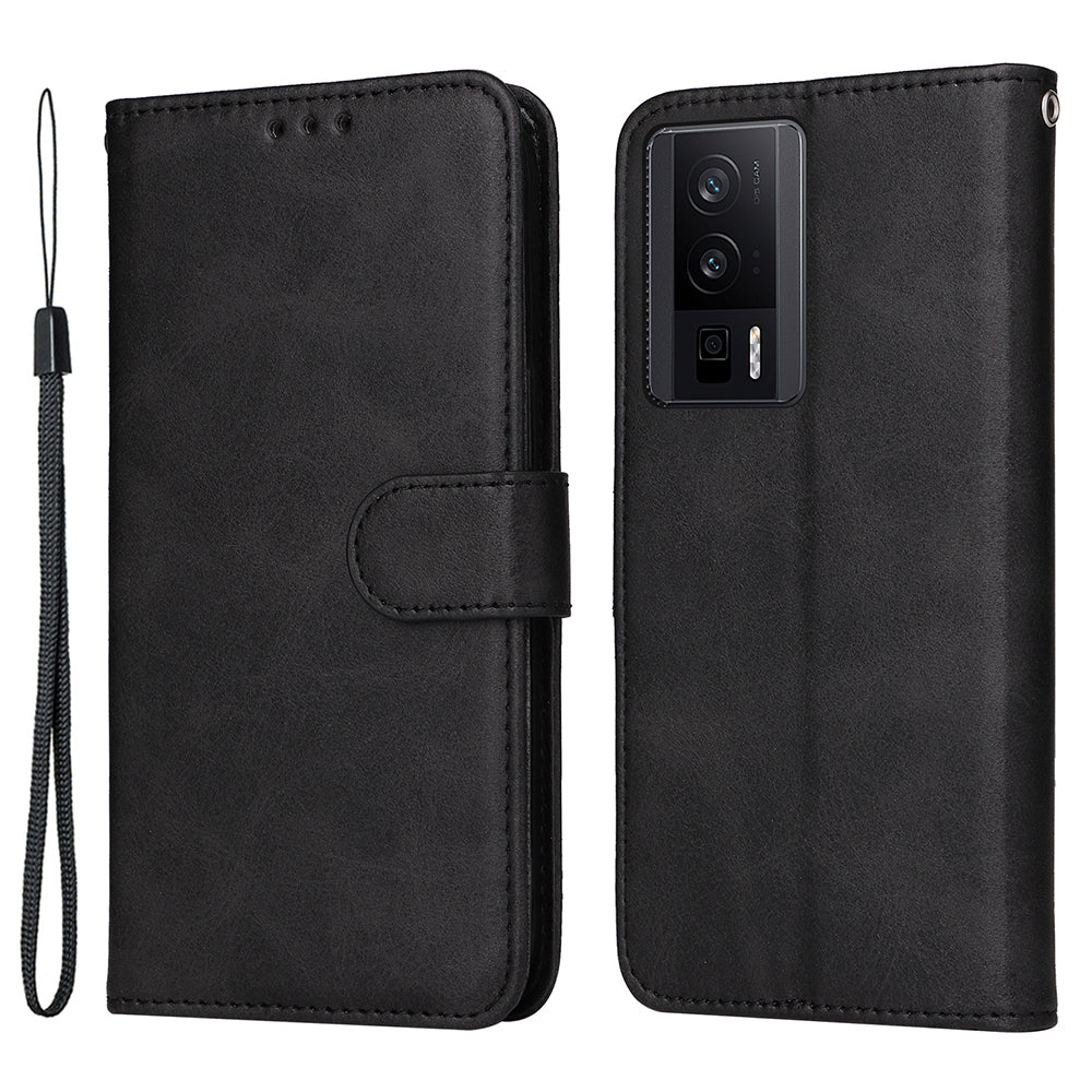 Phone Cover for Xiaomi Poco F5 Pro 5G / Redmi K60 5G / K60 Pro 5G , Calf Texture Anti-scratch PU Leather Wallet Stand Case