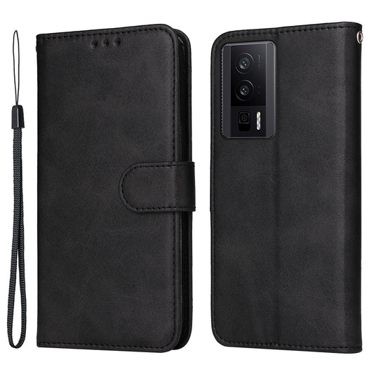 Phone Cover for Xiaomi Poco F5 Pro 5G / Redmi K60 5G / K60 Pro 5G , Calf Texture Anti-scratch PU Leather Wallet Stand Case