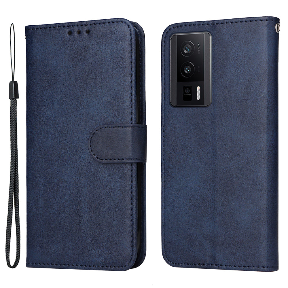 Phone Cover for Xiaomi Poco F5 Pro 5G / Redmi K60 5G / K60 Pro 5G , Calf Texture Anti-scratch PU Leather Wallet Stand Case