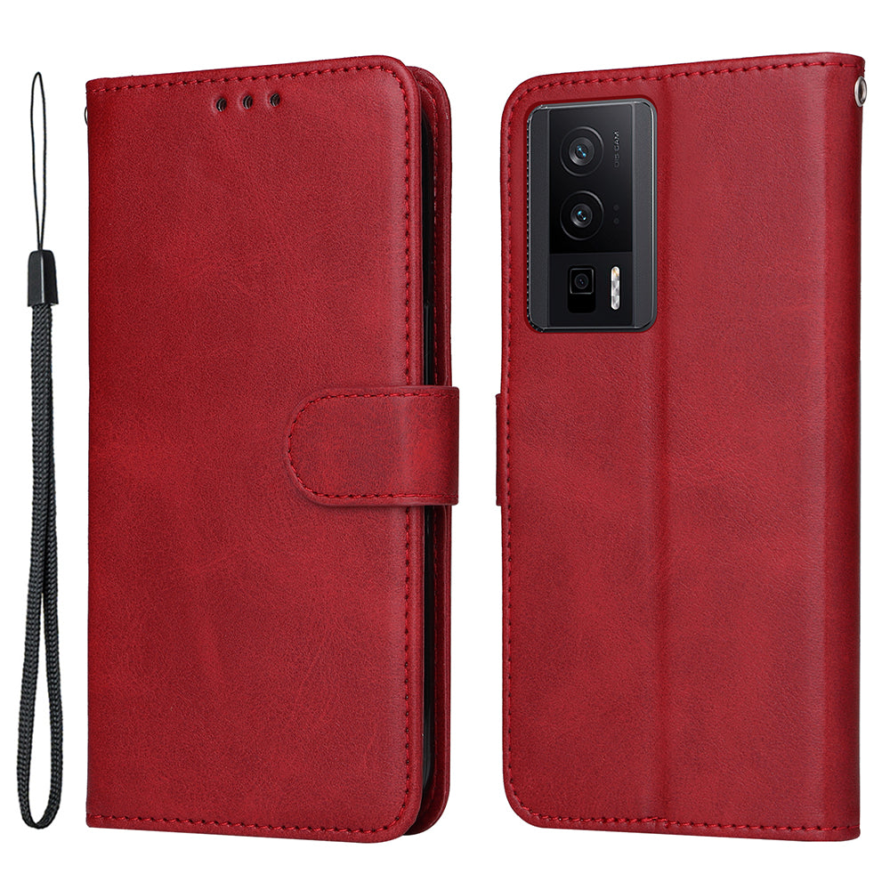 Phone Cover for Xiaomi Poco F5 Pro 5G / Redmi K60 5G / K60 Pro 5G , Calf Texture Anti-scratch PU Leather Wallet Stand Case