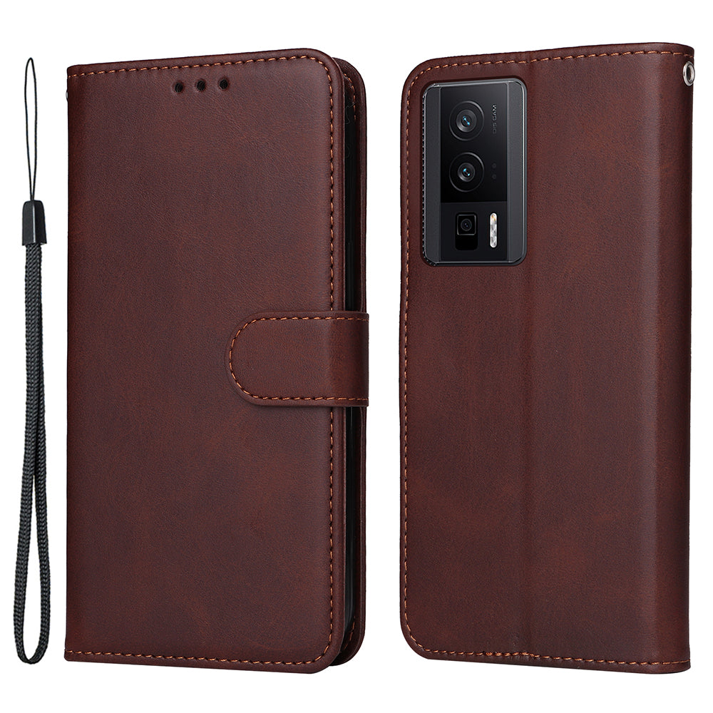 Phone Cover for Xiaomi Poco F5 Pro 5G / Redmi K60 5G / K60 Pro 5G , Calf Texture Anti-scratch PU Leather Wallet Stand Case