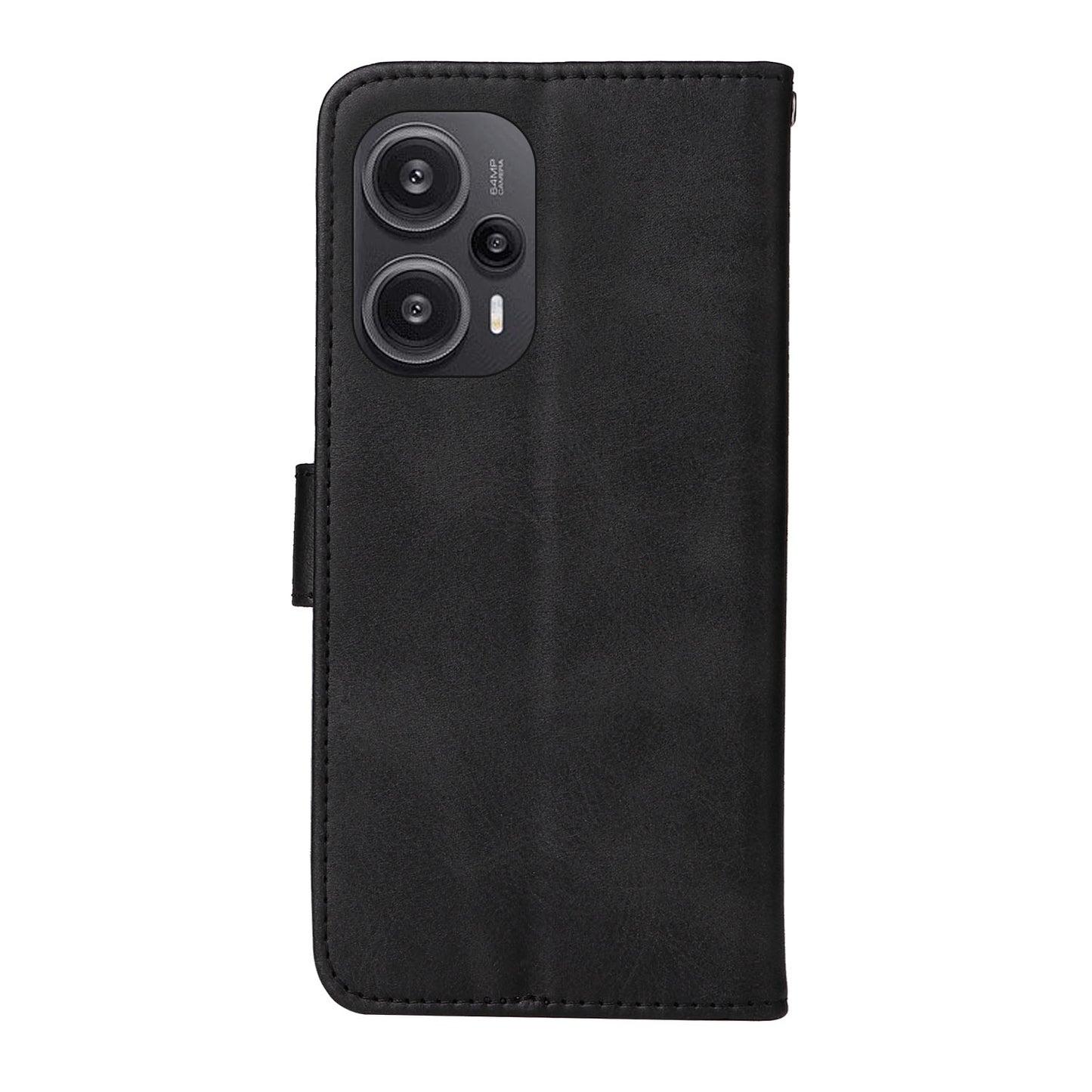 For Xiaomi Redmi Note 12 Turbo / Poco F5 5G PU Leather Wallet Cover Calf Texture Anti-scratch Stand Case with Strap