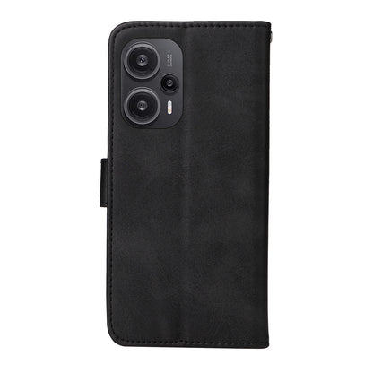 For Xiaomi Redmi Note 12 Turbo / Poco F5 5G PU Leather Wallet Cover Calf Texture Anti-scratch Stand Case with Strap