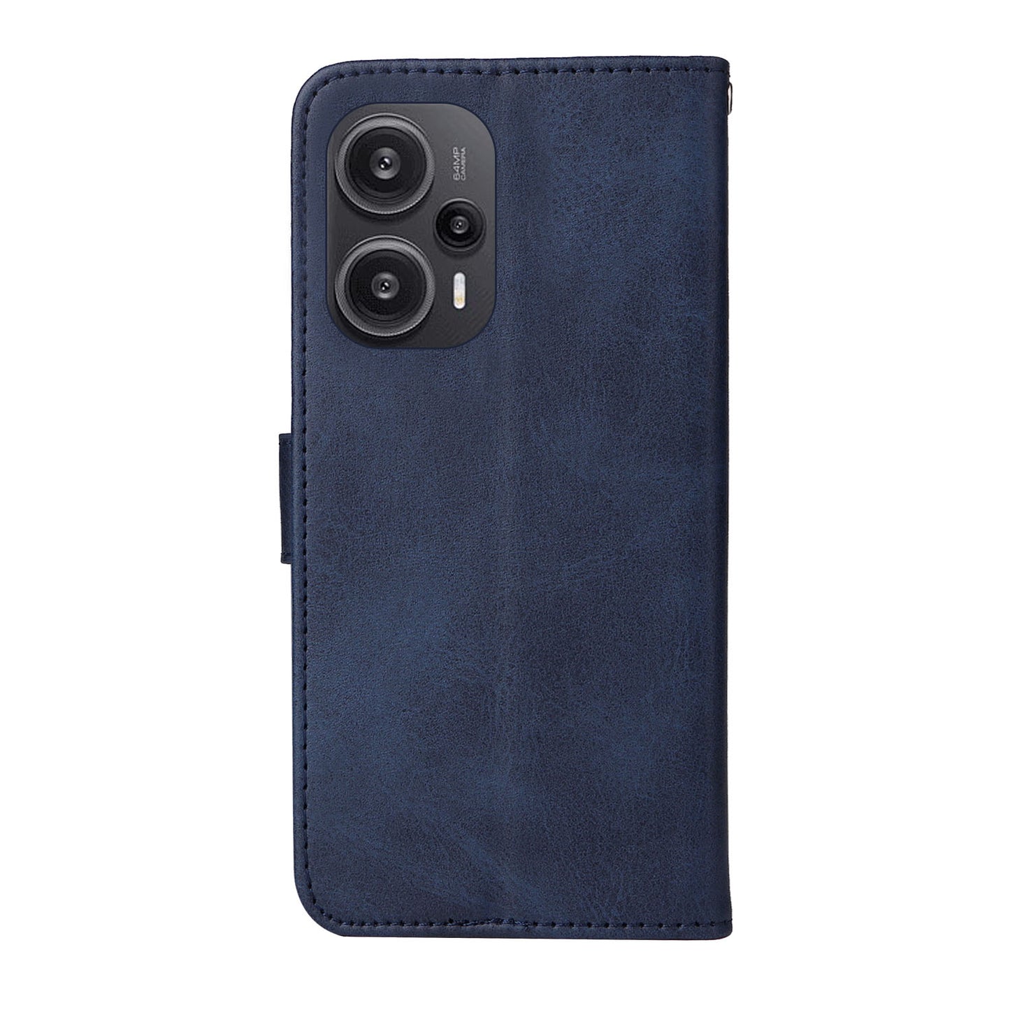 For Xiaomi Redmi Note 12 Turbo / Poco F5 5G PU Leather Wallet Cover Calf Texture Anti-scratch Stand Case with Strap