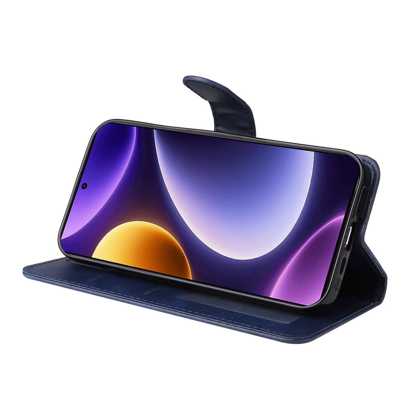 For Xiaomi Redmi Note 12 Turbo / Poco F5 5G PU Leather Wallet Cover Calf Texture Anti-scratch Stand Case with Strap