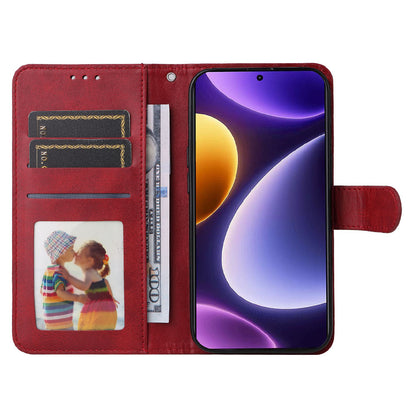 For Xiaomi Redmi Note 12 Turbo / Poco F5 5G PU Leather Wallet Cover Calf Texture Anti-scratch Stand Case with Strap