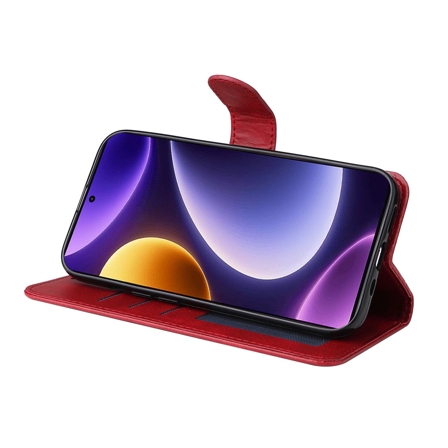 For Xiaomi Redmi Note 12 Turbo / Poco F5 5G PU Leather Wallet Cover Calf Texture Anti-scratch Stand Case with Strap