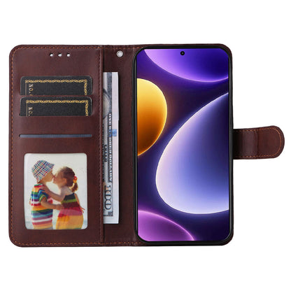 For Xiaomi Redmi Note 12 Turbo / Poco F5 5G PU Leather Wallet Cover Calf Texture Anti-scratch Stand Case with Strap