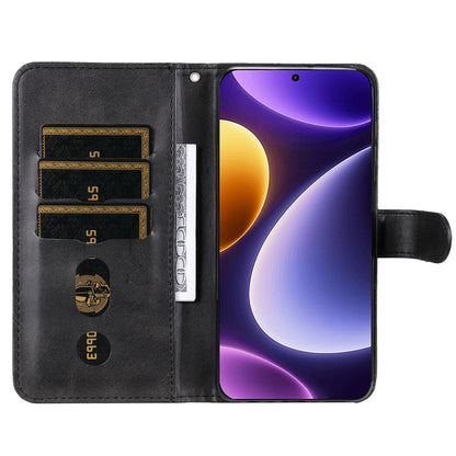 For Xiaomi Redmi Note 12 Turbo / Poco F5 5G Calf Texture Phone Case Stand Zipper Pocket Wallet Cover