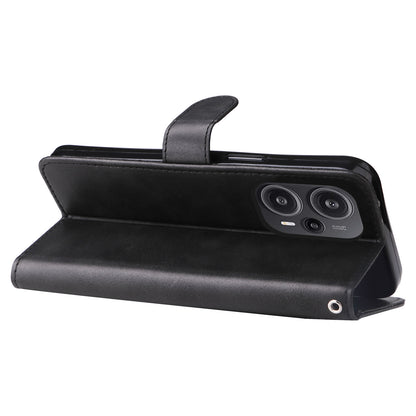 For Xiaomi Redmi Note 12 Turbo / Poco F5 5G Calf Texture Phone Case Stand Zipper Pocket Wallet Cover