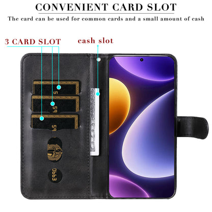 For Xiaomi Redmi Note 12 Turbo / Poco F5 5G Calf Texture Phone Case Stand Zipper Pocket Wallet Cover