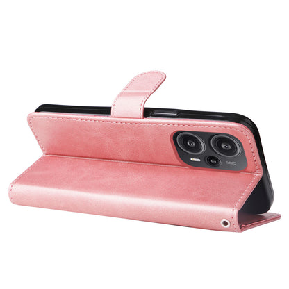 For Xiaomi Redmi Note 12 Turbo / Poco F5 5G Calf Texture Phone Case Stand Zipper Pocket Wallet Cover