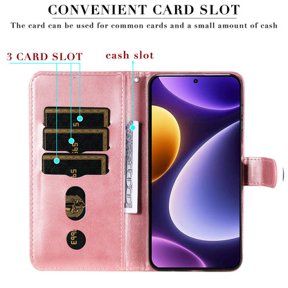 For Xiaomi Redmi Note 12 Turbo / Poco F5 5G Calf Texture Phone Case Stand Zipper Pocket Wallet Cover