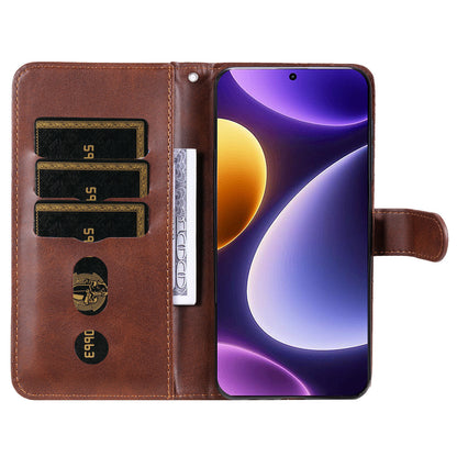 For Xiaomi Redmi Note 12 Turbo / Poco F5 5G Calf Texture Phone Case Stand Zipper Pocket Wallet Cover