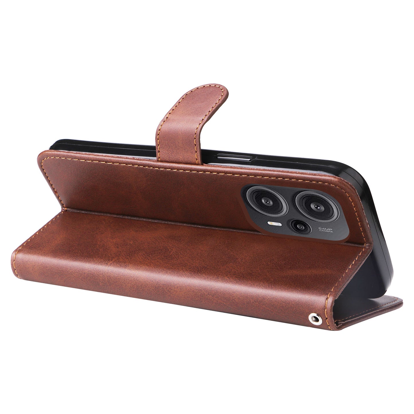 For Xiaomi Redmi Note 12 Turbo / Poco F5 5G Calf Texture Phone Case Stand Zipper Pocket Wallet Cover