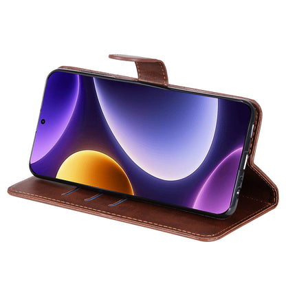 For Xiaomi Redmi Note 12 Turbo / Poco F5 5G Calf Texture Phone Case Stand Zipper Pocket Wallet Cover