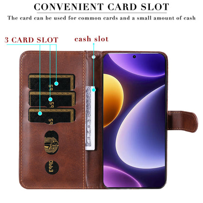 For Xiaomi Redmi Note 12 Turbo / Poco F5 5G Calf Texture Phone Case Stand Zipper Pocket Wallet Cover