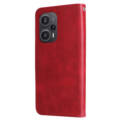 For Xiaomi Redmi Note 12 Turbo / Poco F5 5G Calf Texture Phone Case Stand Zipper Pocket Wallet Cover