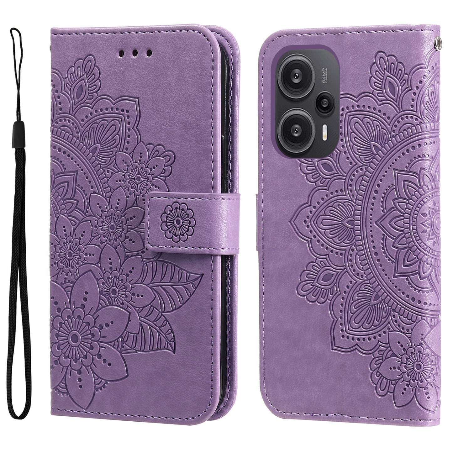 For Xiaomi Redmi Note 12 Turbo / Poco F5 5G PU Leather Cover Case Flower Imprinting Phone Stand Wallet Phone Shell