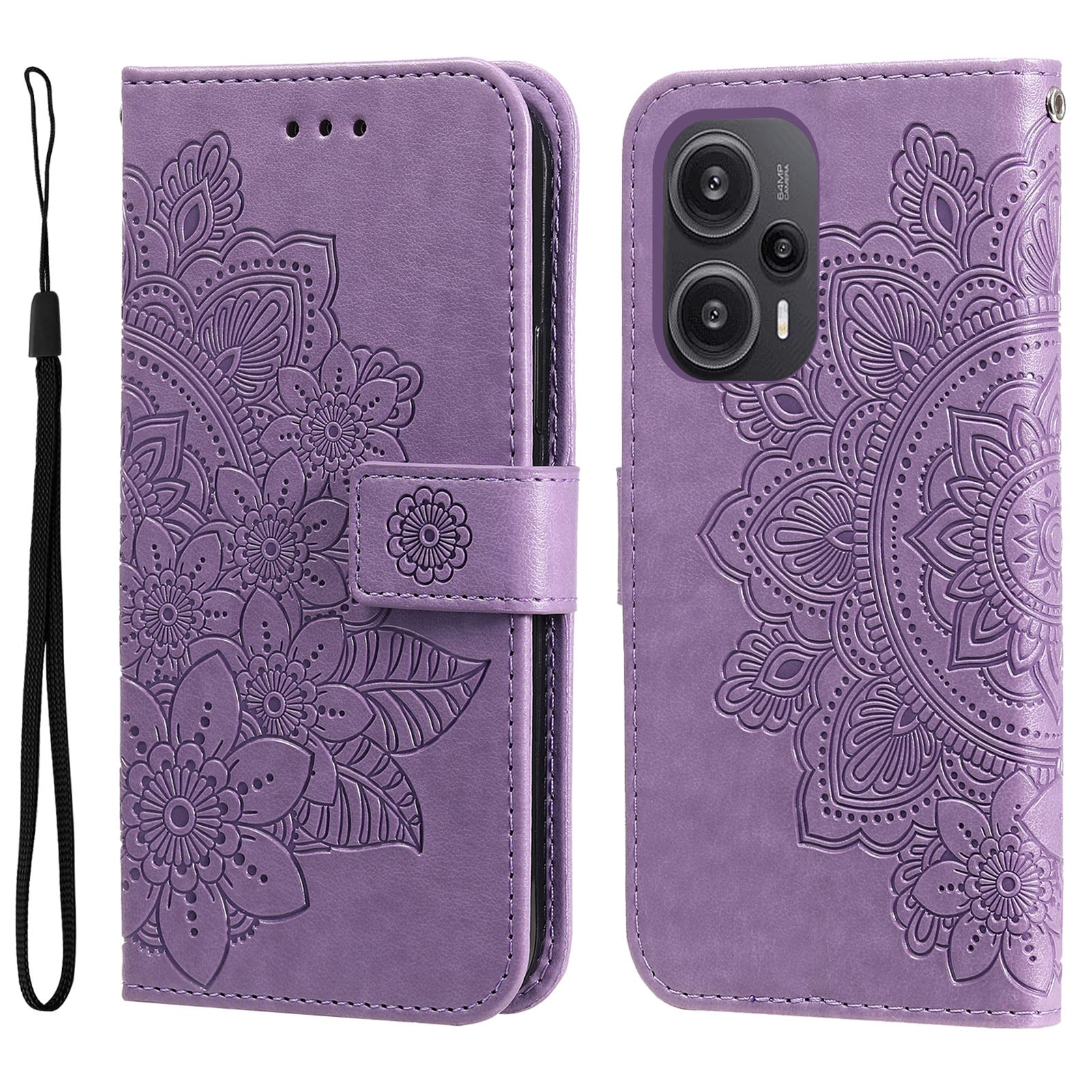 For Xiaomi Redmi Note 12 Turbo / Poco F5 5G PU Leather Cover Case Flower Imprinting Phone Stand Wallet Phone Shell