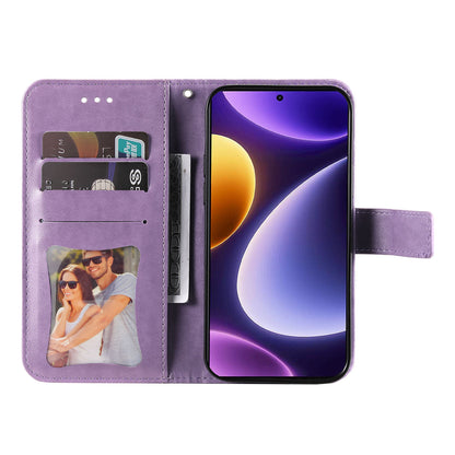 For Xiaomi Redmi Note 12 Turbo / Poco F5 5G PU Leather Cover Case Flower Imprinting Phone Stand Wallet Phone Shell