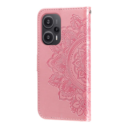 For Xiaomi Redmi Note 12 Turbo / Poco F5 5G PU Leather Cover Case Flower Imprinting Phone Stand Wallet Phone Shell