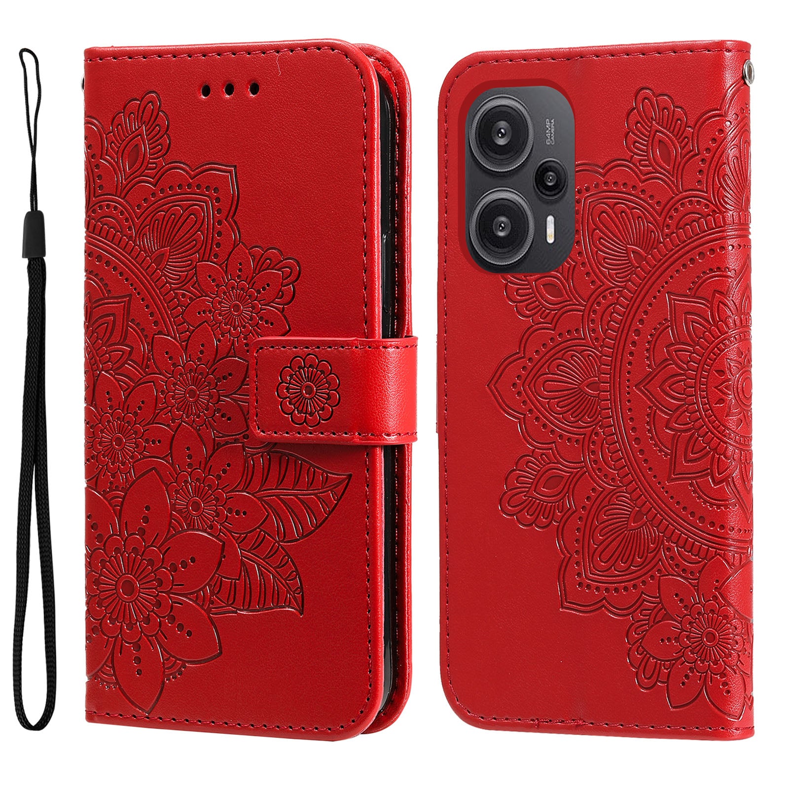 For Xiaomi Redmi Note 12 Turbo / Poco F5 5G PU Leather Cover Case Flower Imprinting Phone Stand Wallet Phone Shell