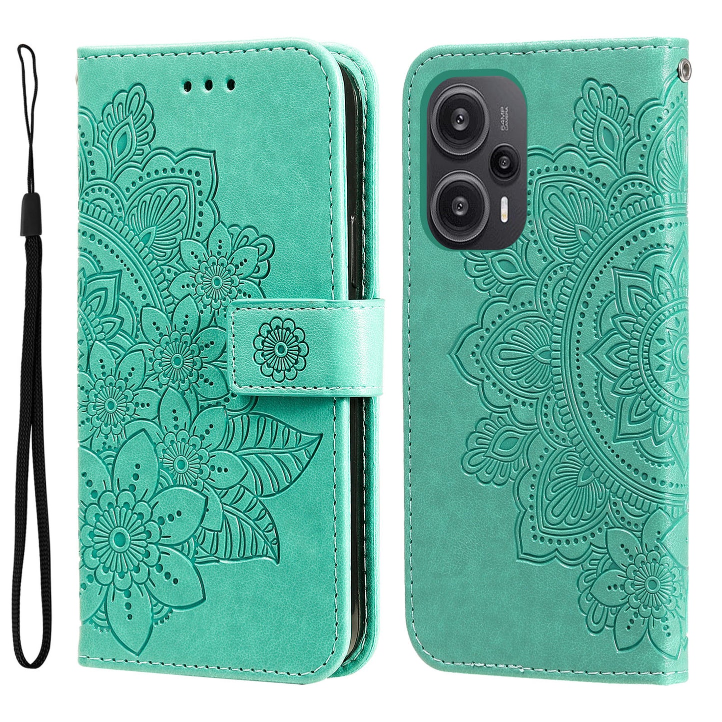 For Xiaomi Redmi Note 12 Turbo / Poco F5 5G PU Leather Cover Case Flower Imprinting Phone Stand Wallet Phone Shell