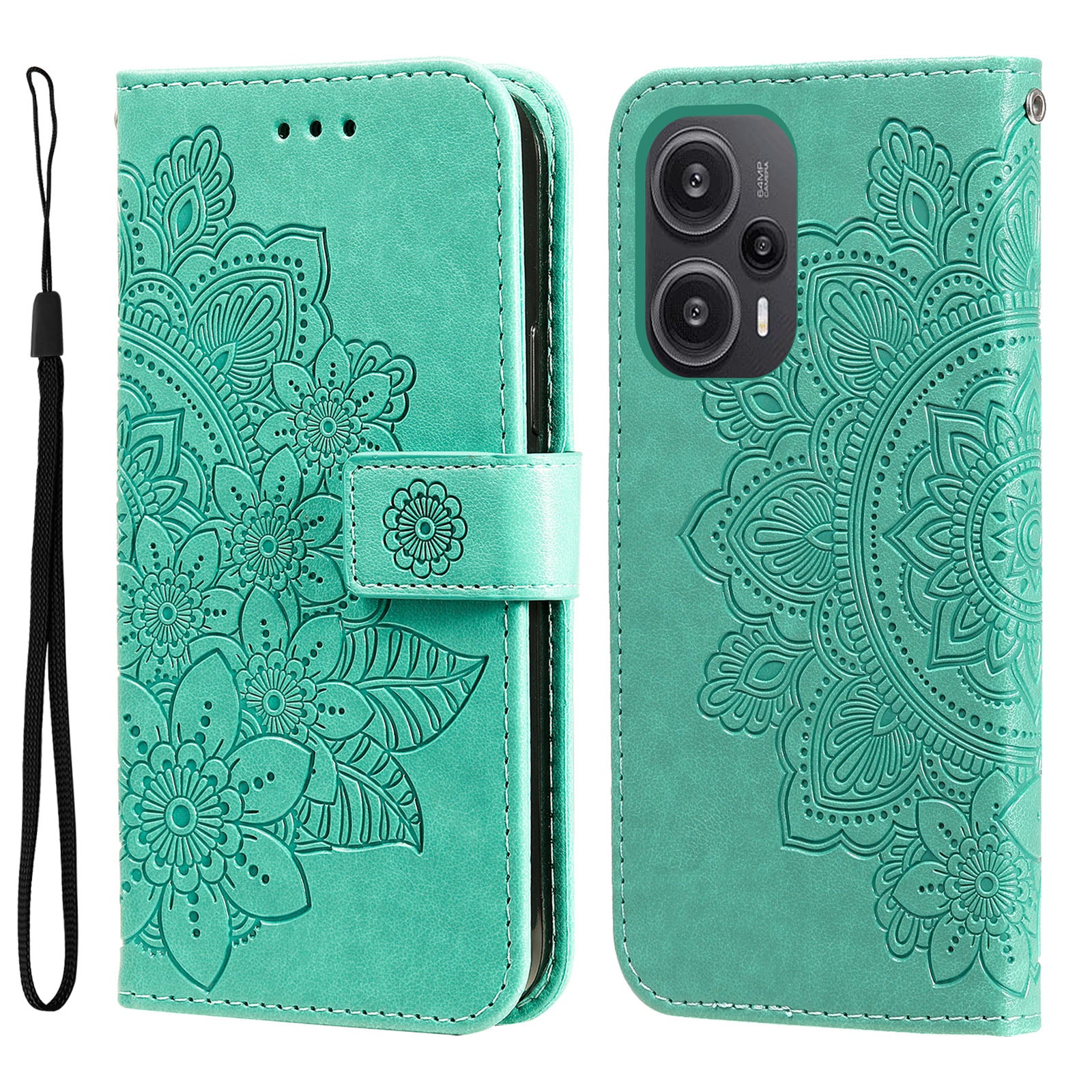 For Xiaomi Redmi Note 12 Turbo / Poco F5 5G PU Leather Cover Case Flower Imprinting Phone Stand Wallet Phone Shell