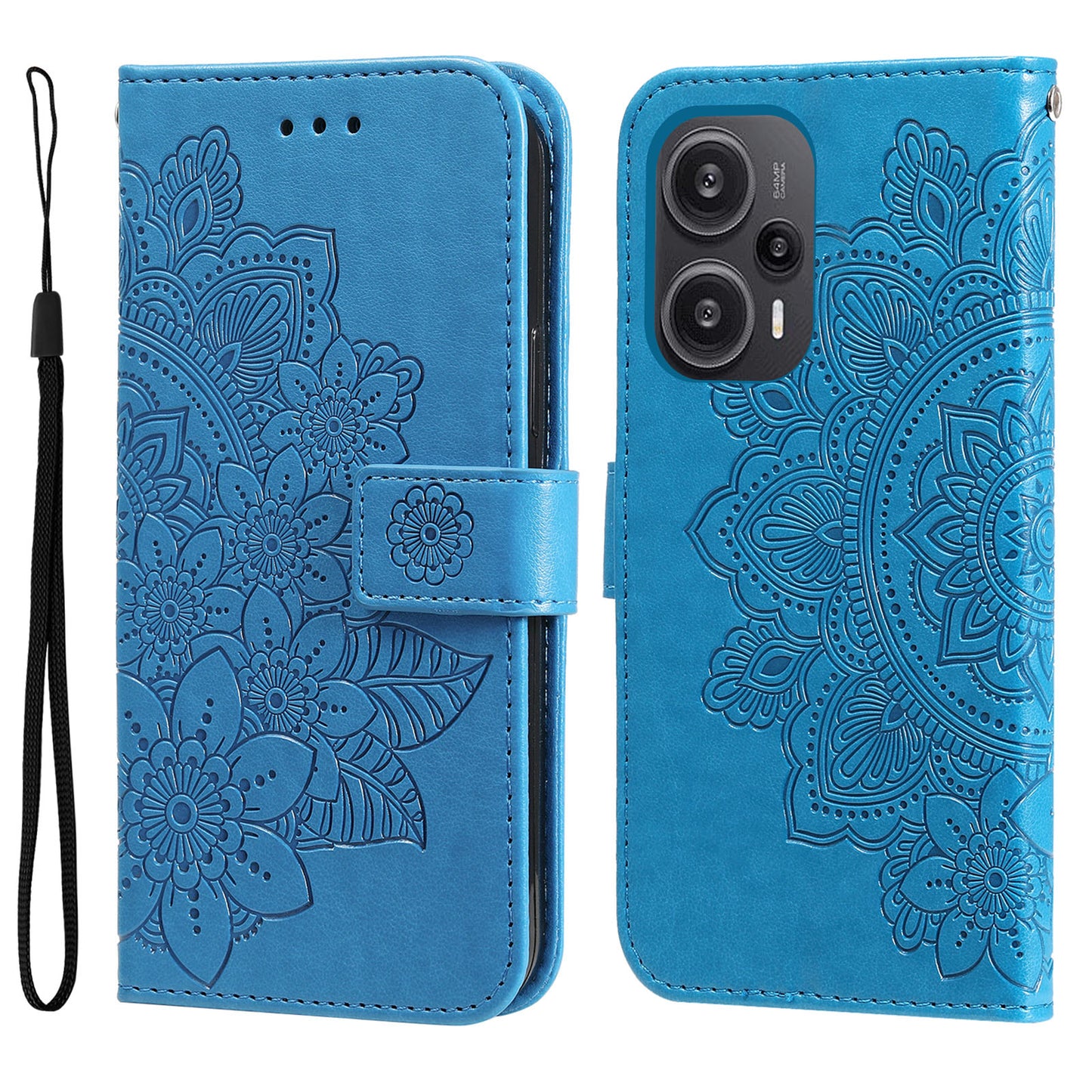 For Xiaomi Redmi Note 12 Turbo / Poco F5 5G PU Leather Cover Case Flower Imprinting Phone Stand Wallet Phone Shell