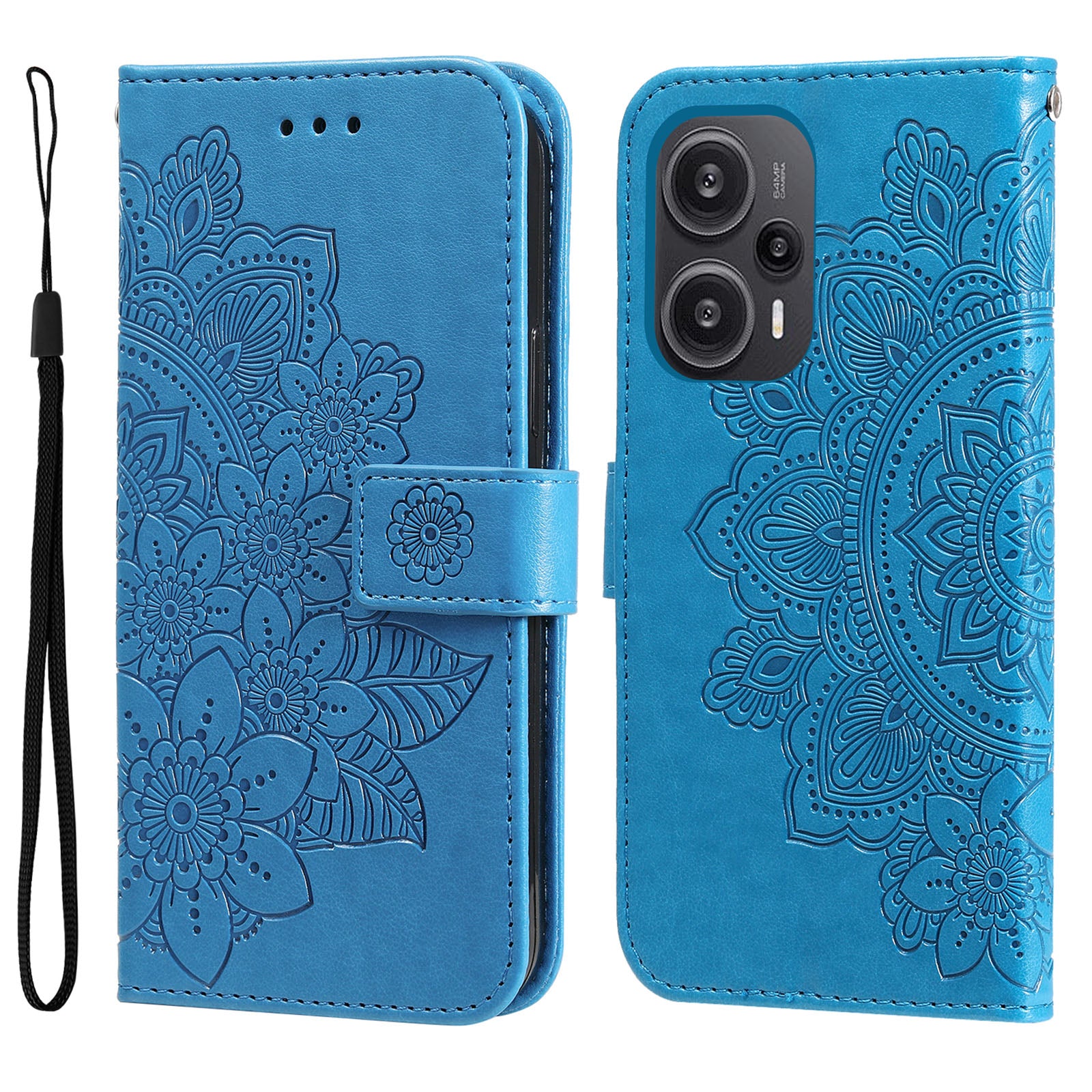 For Xiaomi Redmi Note 12 Turbo / Poco F5 5G PU Leather Cover Case Flower Imprinting Phone Stand Wallet Phone Shell