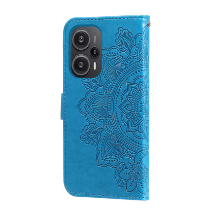 For Xiaomi Redmi Note 12 Turbo / Poco F5 5G PU Leather Cover Case Flower Imprinting Phone Stand Wallet Phone Shell