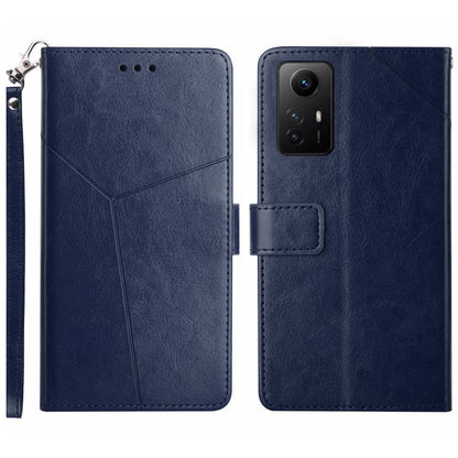 HT01 For Xiaomi Redmi Note 12S 4G PU Leather Case Wallet Y-shaped Line Imprinting Phone Stand Cover