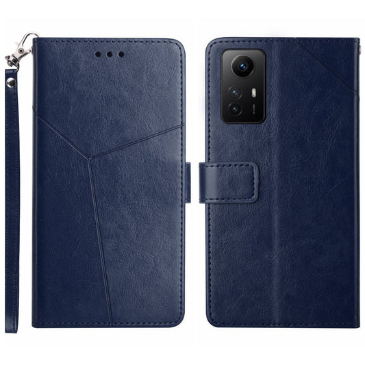 HT01 For Xiaomi Redmi Note 12S 4G PU Leather Case Wallet Y-shaped Line Imprinting Phone Stand Cover
