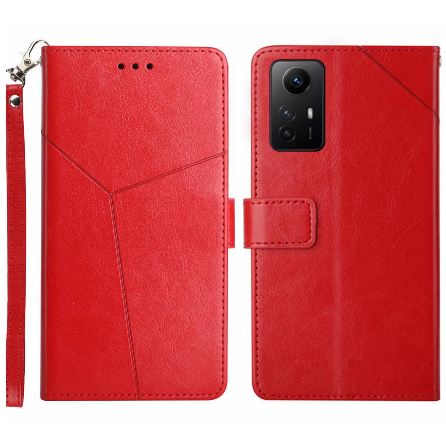 HT01 For Xiaomi Redmi Note 12S 4G PU Leather Case Wallet Y-shaped Line Imprinting Phone Stand Cover