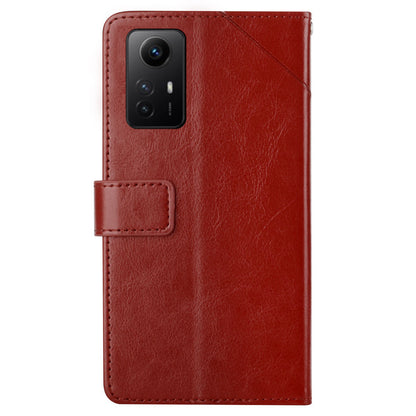 HT01 For Xiaomi Redmi Note 12S 4G PU Leather Case Wallet Y-shaped Line Imprinting Phone Stand Cover