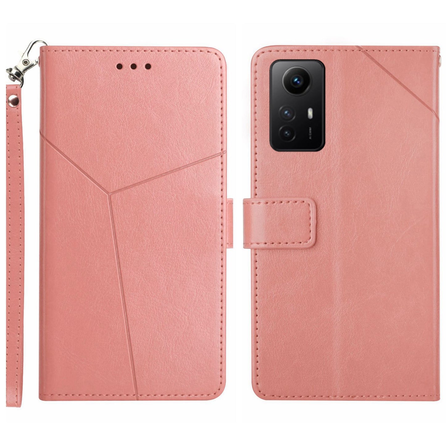 HT01 For Xiaomi Redmi Note 12S 4G PU Leather Case Wallet Y-shaped Line Imprinting Phone Stand Cover