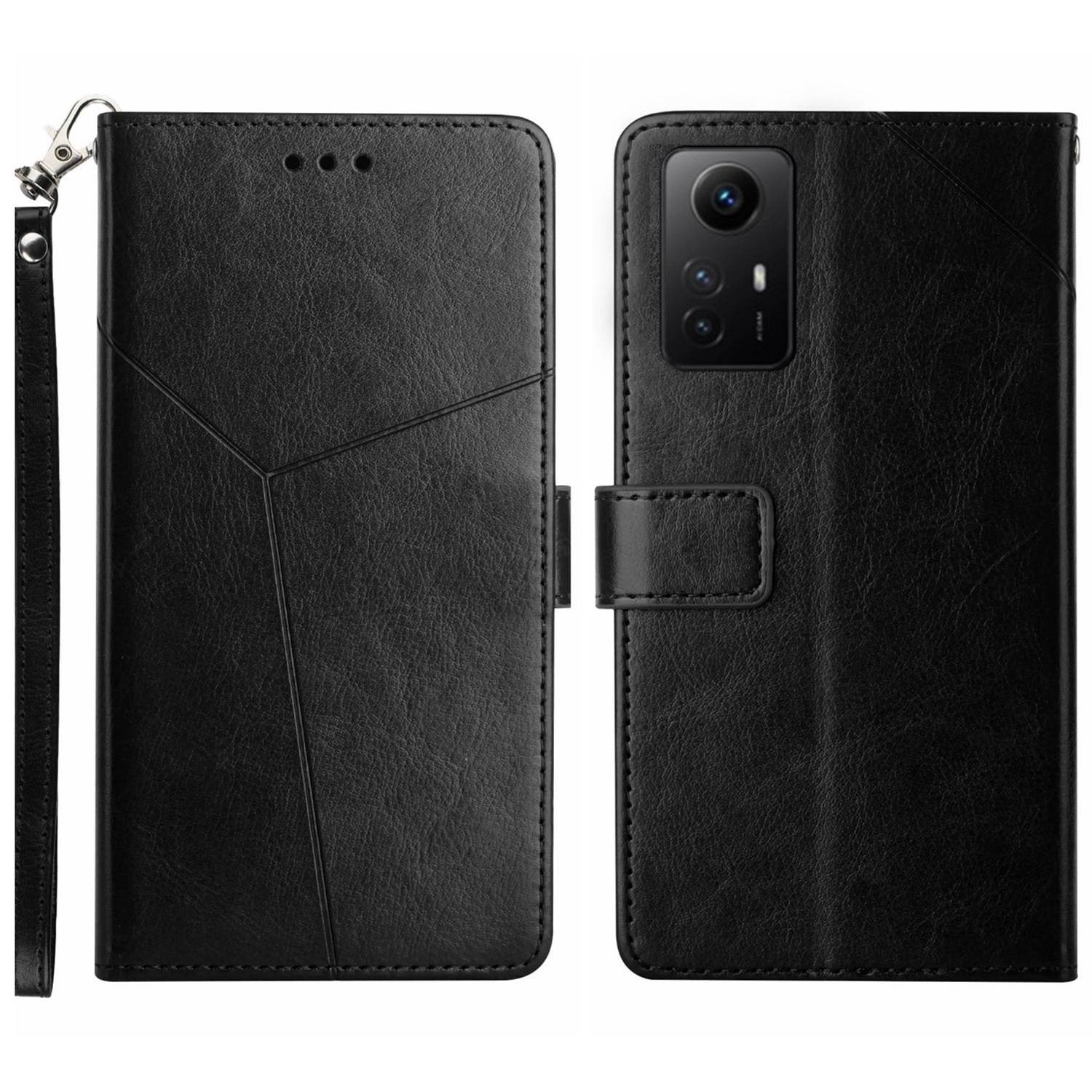 HT01 For Xiaomi Redmi Note 12S 4G PU Leather Case Wallet Y-shaped Line Imprinting Phone Stand Cover