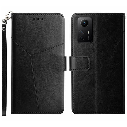 HT01 For Xiaomi Redmi Note 12S 4G PU Leather Case Wallet Y-shaped Line Imprinting Phone Stand Cover