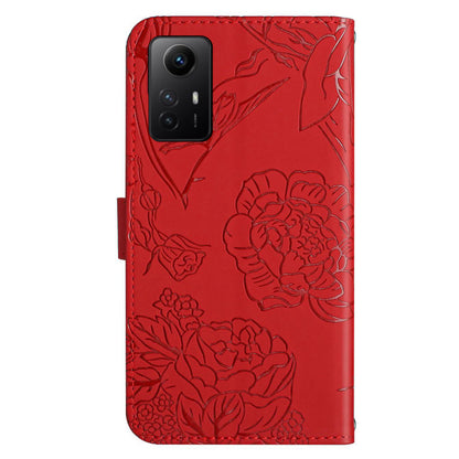 HT03 For Xiaomi Redmi Note 12S 4G Skin-Touch Feeling Wallet Leather Phone Cover Imprinted Design Cover with Shoulder Strap