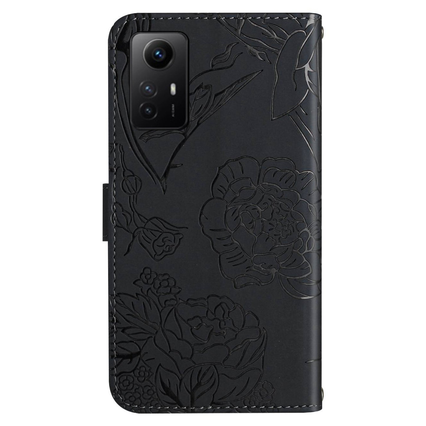 HT03 For Xiaomi Redmi Note 12S 4G Skin-Touch Feeling Wallet Leather Phone Cover Imprinted Design Cover with Shoulder Strap