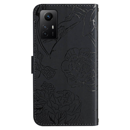 HT03 For Xiaomi Redmi Note 12S 4G Skin-Touch Feeling Wallet Leather Phone Cover Imprinted Design Cover with Shoulder Strap