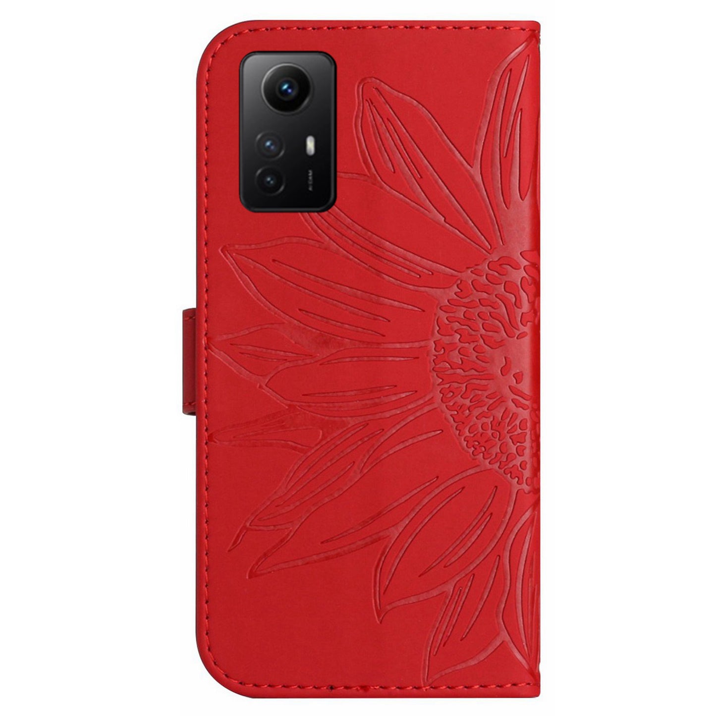 HT04 For Xiaomi Redmi Note 12S 4G Leather Stand Wallet Cover Sunflower Imprinted Phone Case with Shoulder Strap