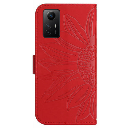 HT04 For Xiaomi Redmi Note 12S 4G Leather Stand Wallet Cover Sunflower Imprinted Phone Case with Shoulder Strap