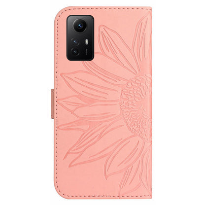 HT04 For Xiaomi Redmi Note 12S 4G Leather Stand Wallet Cover Sunflower Imprinted Phone Case with Shoulder Strap
