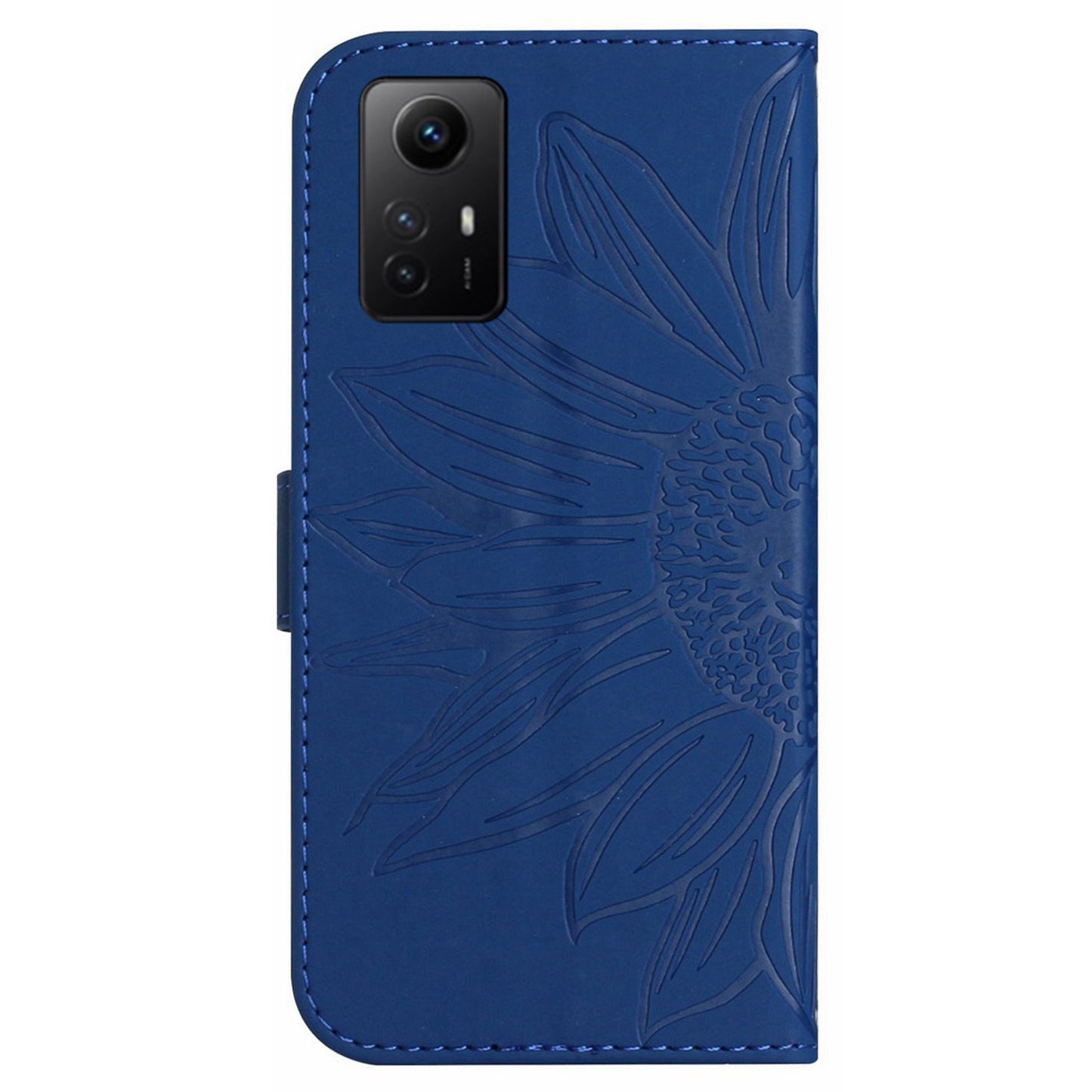 HT04 For Xiaomi Redmi Note 12S 4G Leather Stand Wallet Cover Sunflower Imprinted Phone Case with Shoulder Strap